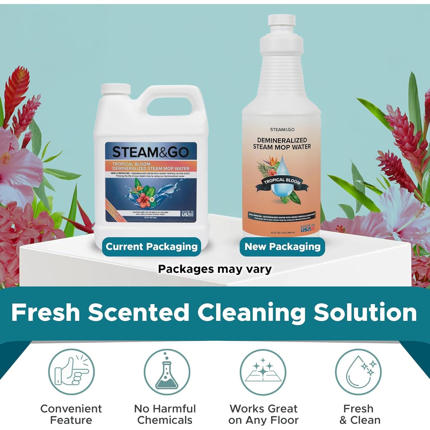 Agua Desmineralizada Steam & Go 946 ml - Aroma Flor Tropical