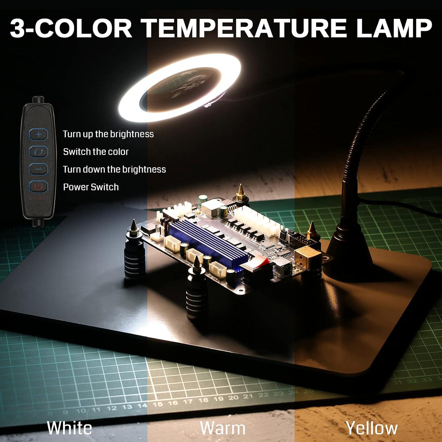 Estación de Soldadura SainSmart con Lámpara LED 5X y Base Grande