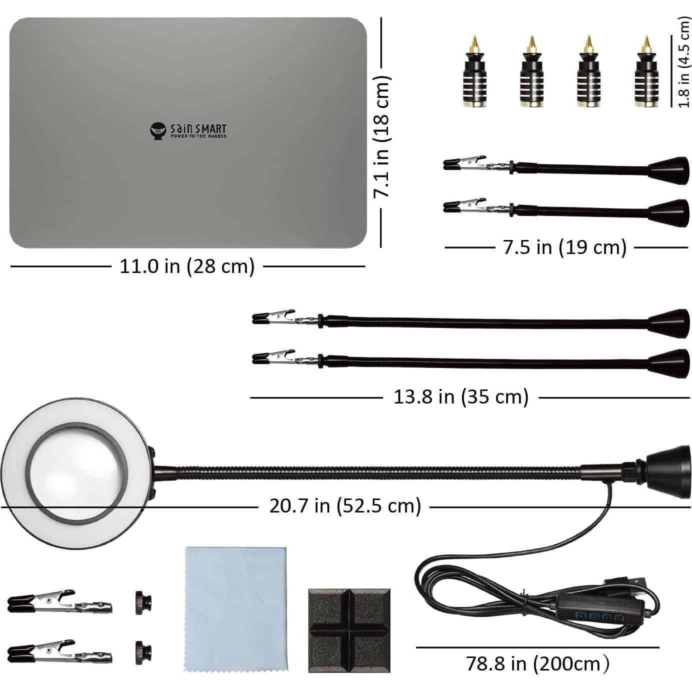 Estación de Soldadura SainSmart con Lámpara LED 5X y Base Grande