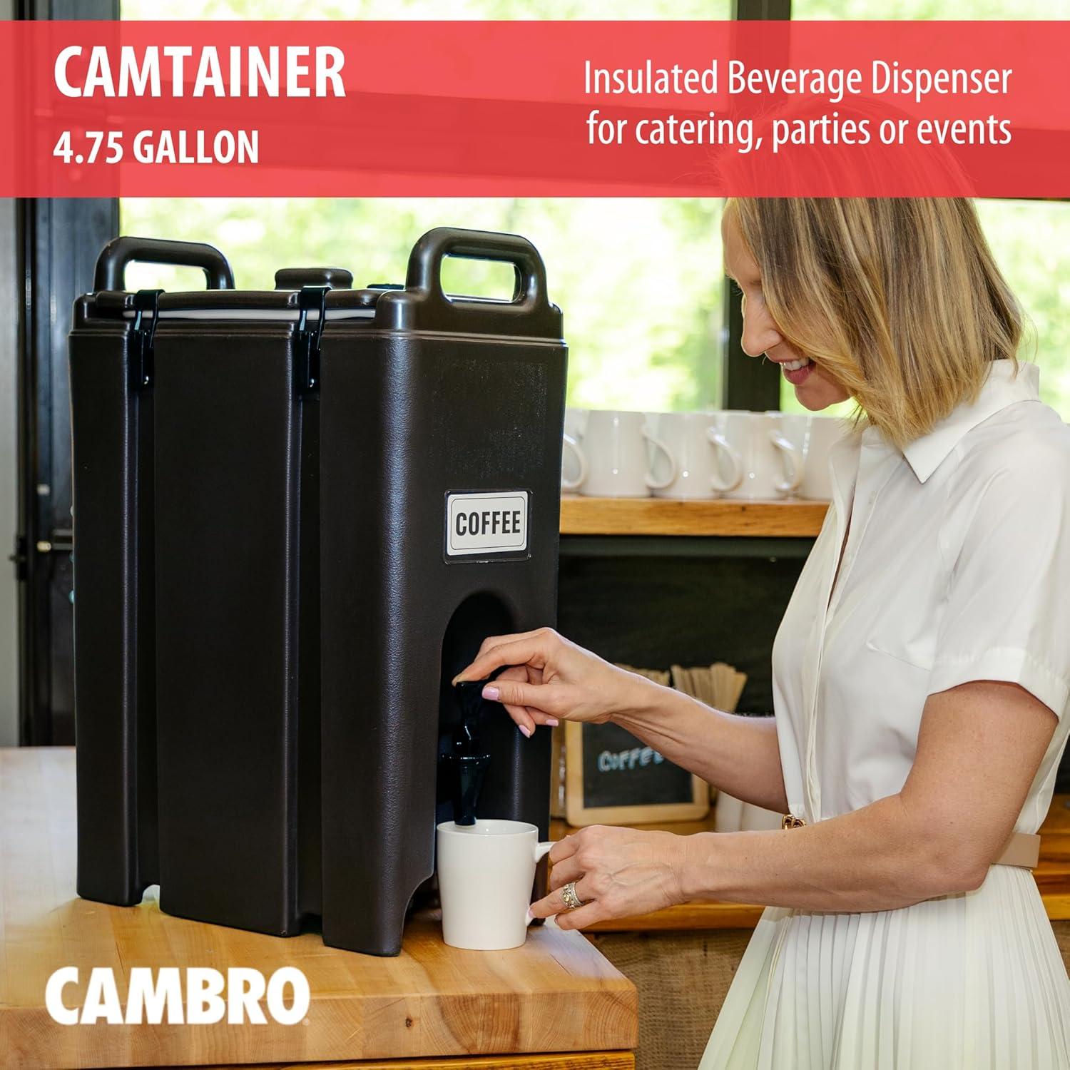 Camtainer Cambro 5 Galones Negro Aislado para Bebidas