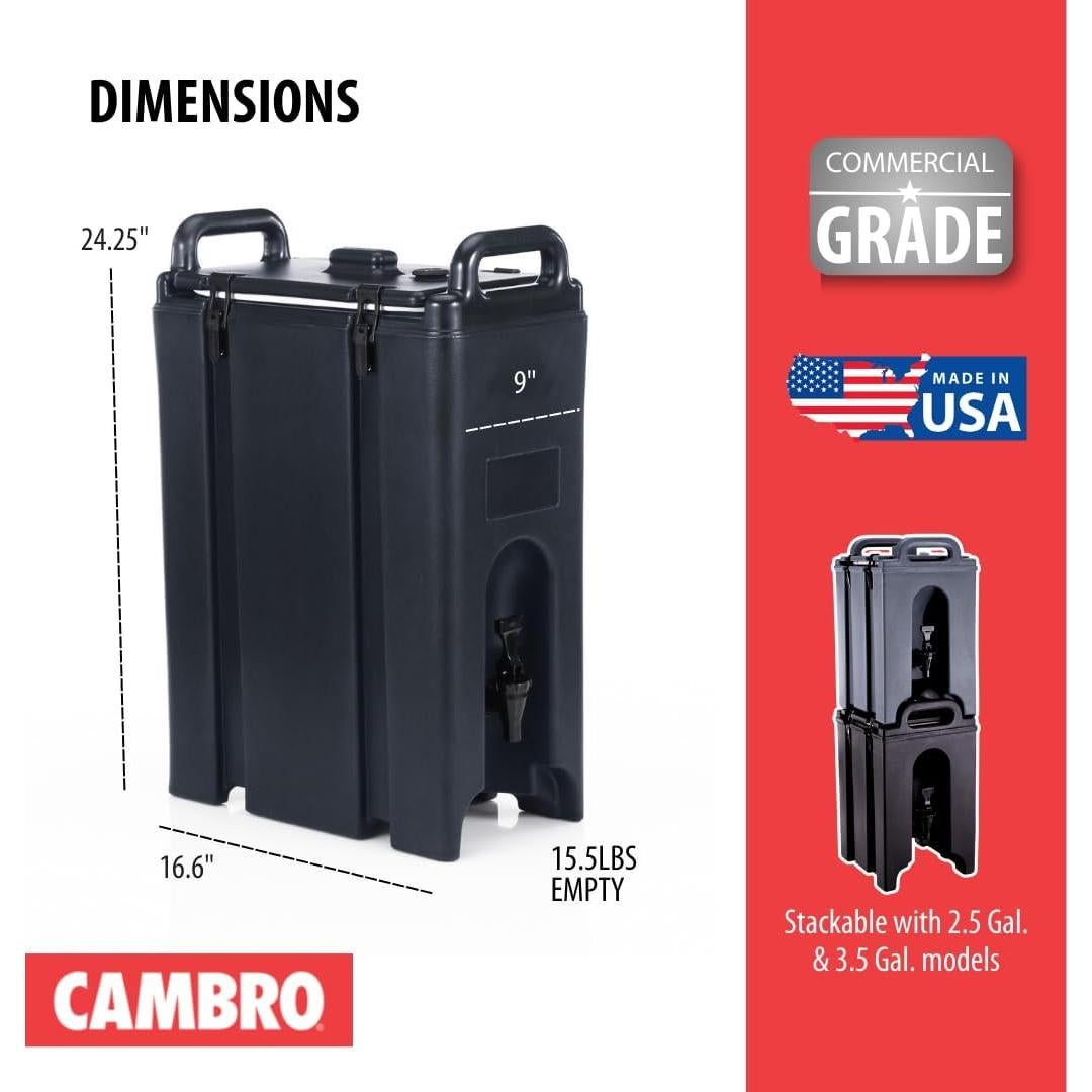 Camtainer Cambro 5 Galones Negro Aislado para Bebidas