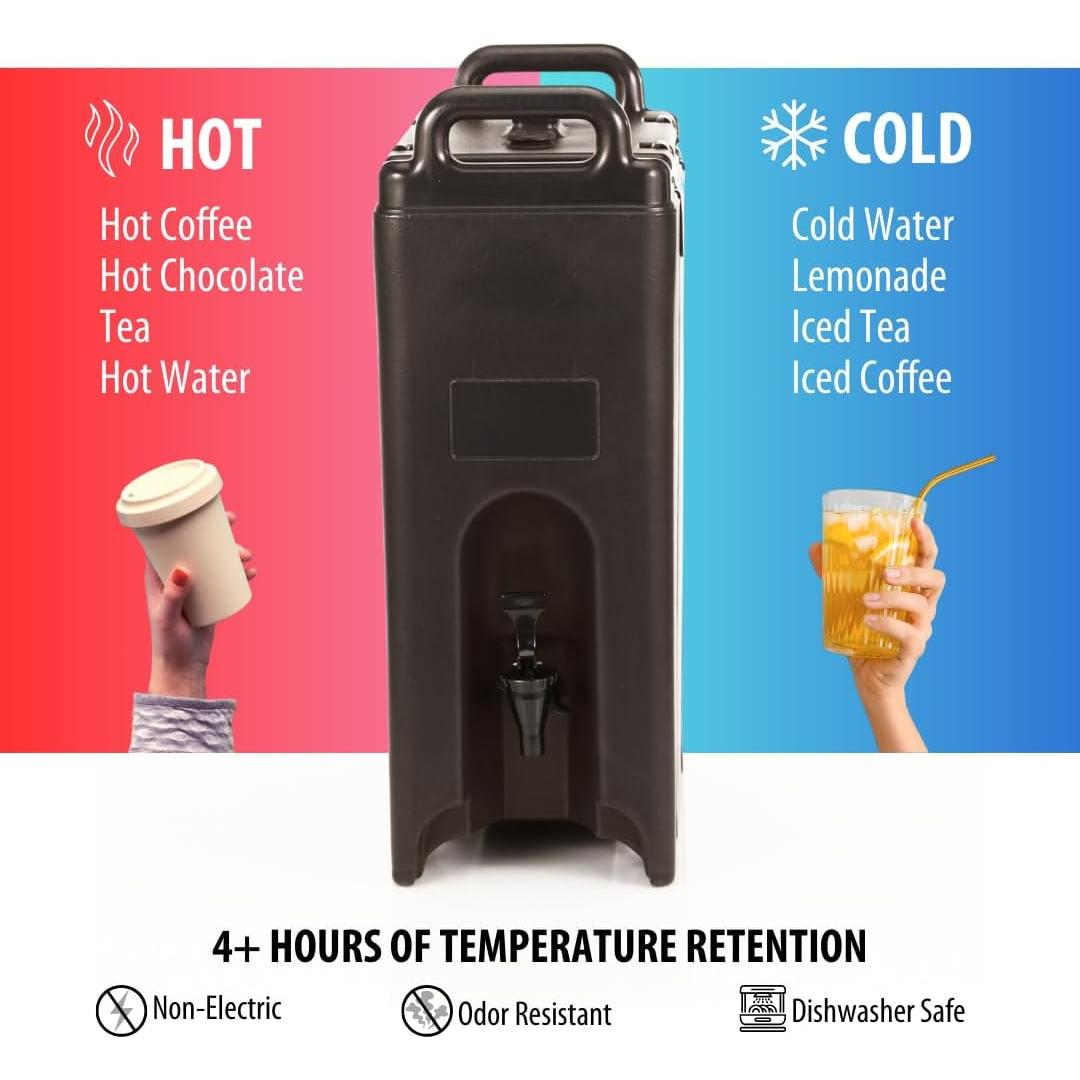 Camtainer Cambro 5 Galones Negro Aislado para Bebidas