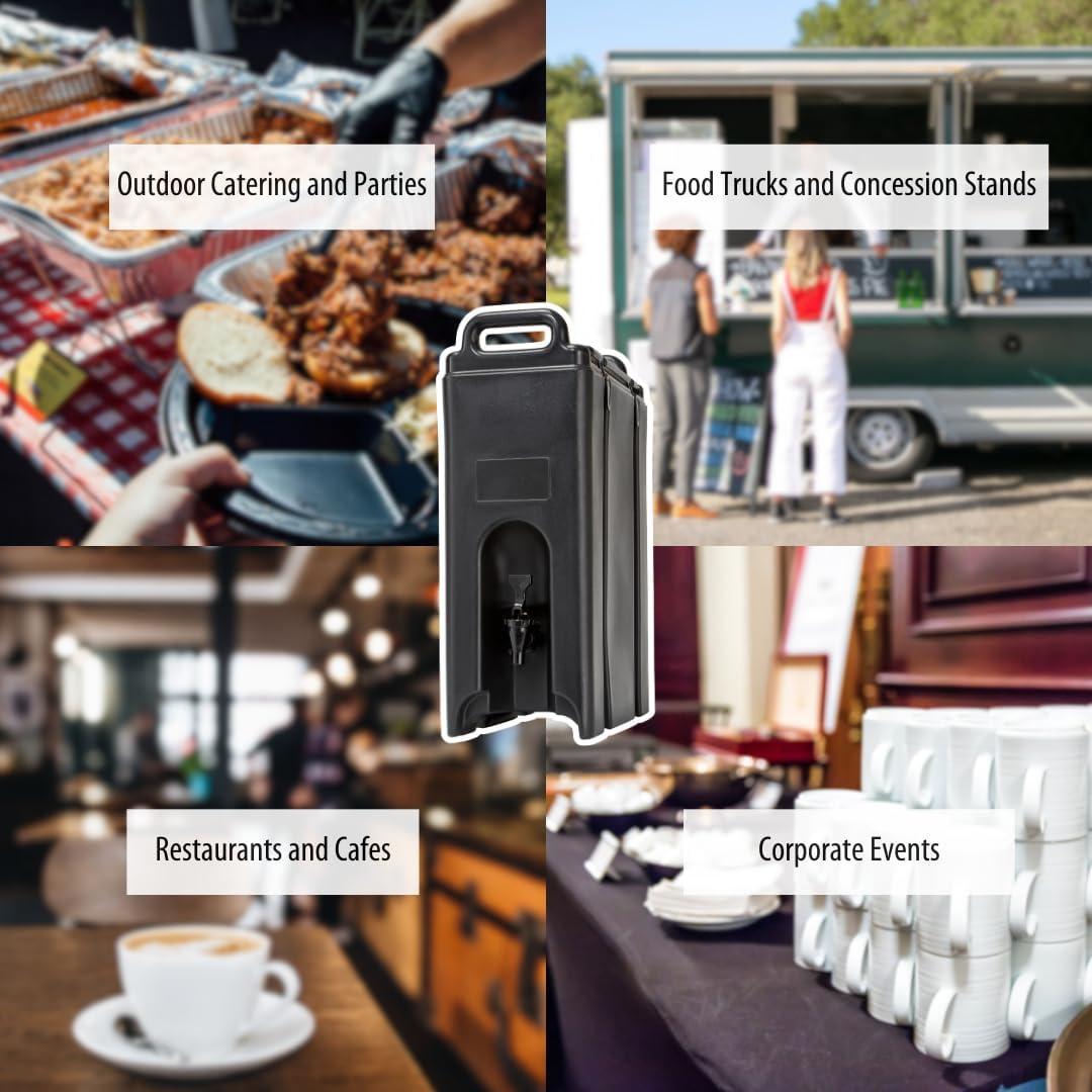 Camtainer Cambro 5 Galones Negro Aislado para Bebidas