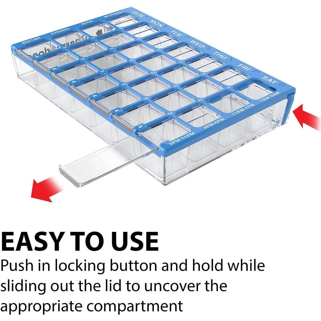 Organizador de Pastillas Ezy Dose Semanal 7 Días Azul
