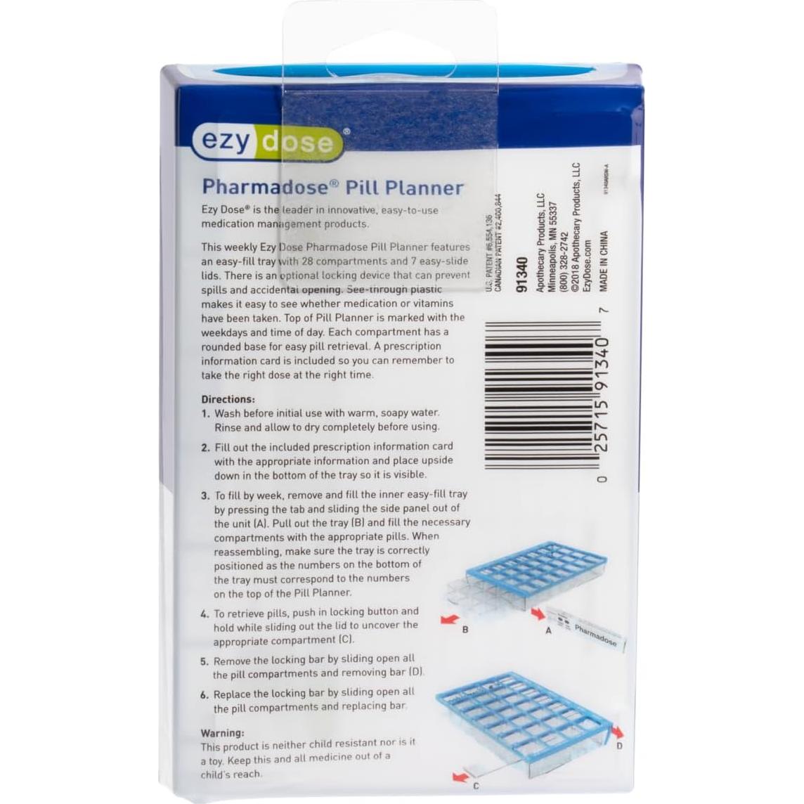 Organizador de Pastillas Ezy Dose Semanal 7 Días Azul