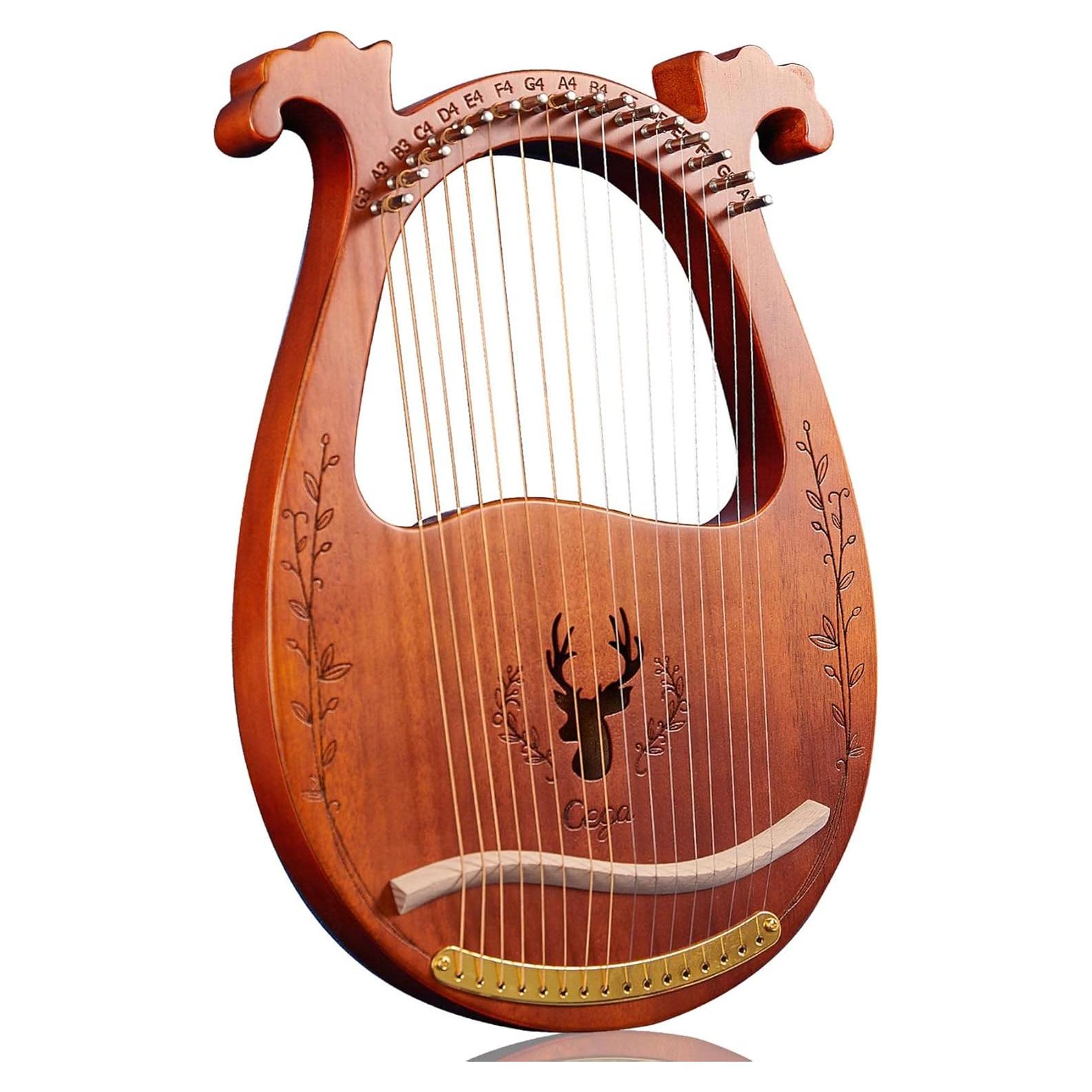 Arpa de Lira 16 Cuerdas Caoba con Llave y Guía
