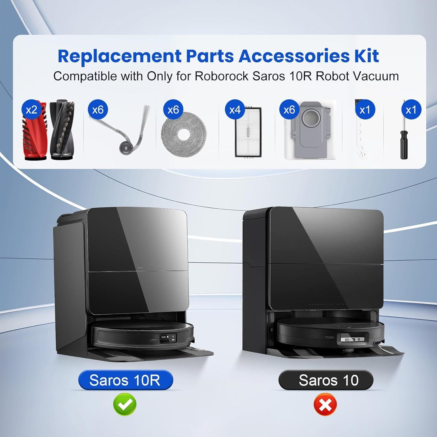 Kit de Accesorios 26 Piezas BTRSOLUS para Roborock Saros 10R