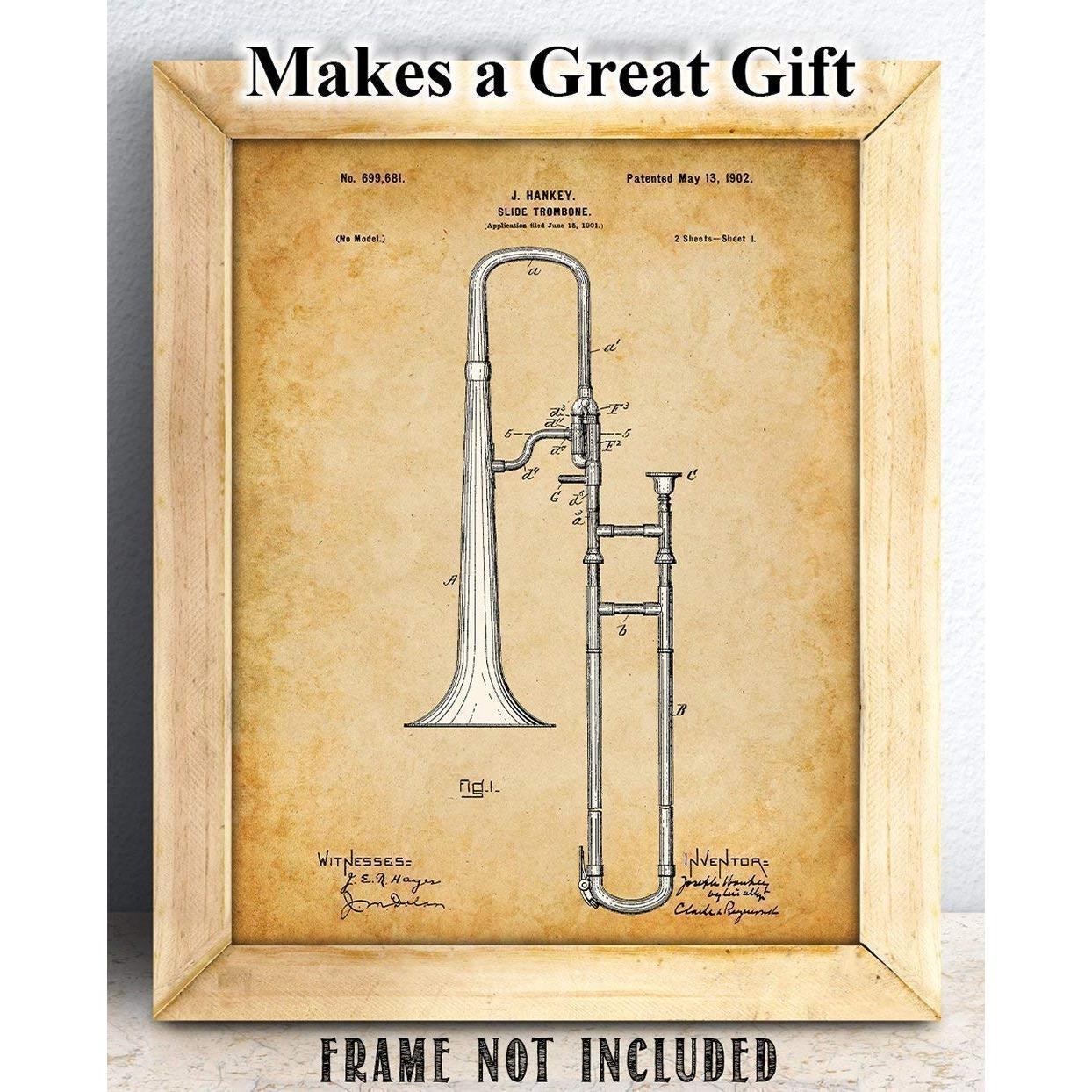 Impresión Trombón - Sin Enmarcar 27,9x35,6 cm - Decoración Musical