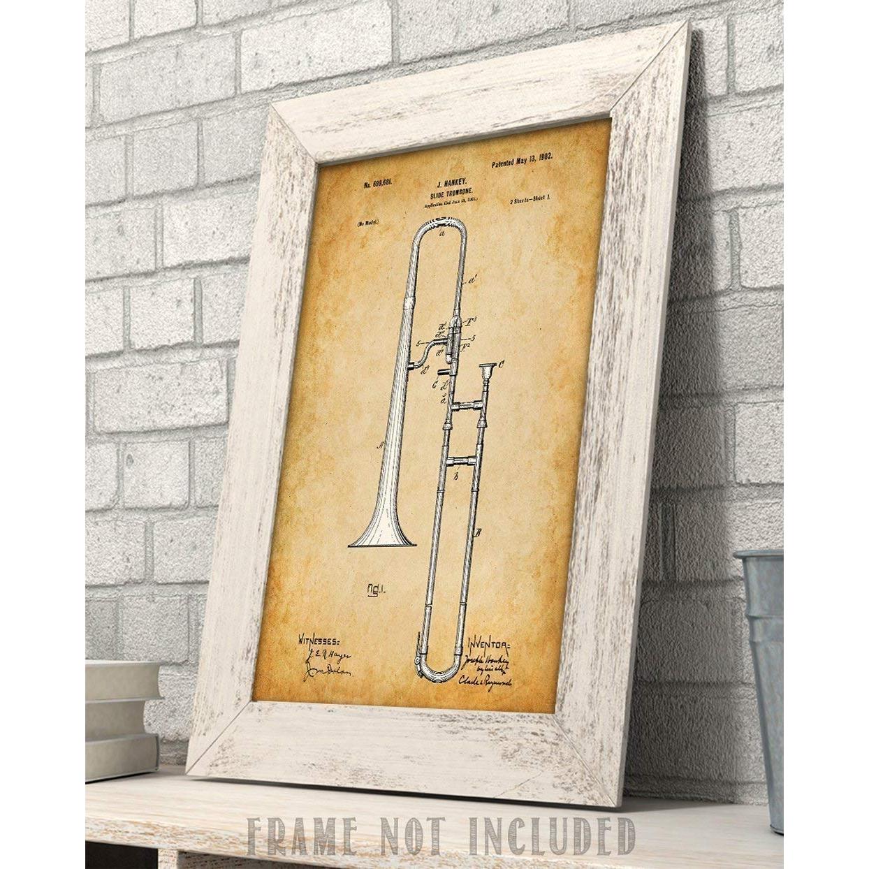 Impresión Trombón - Sin Enmarcar 27,9x35,6 cm - Decoración Musical