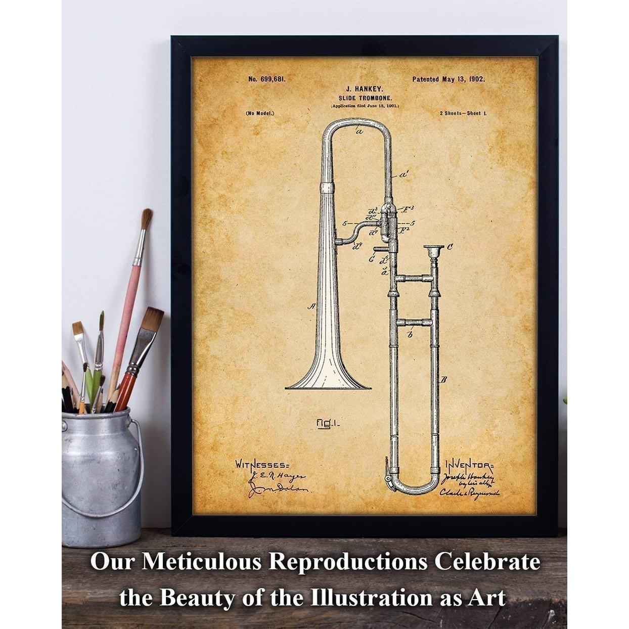 Impresión Trombón - Sin Enmarcar 27,9x35,6 cm - Decoración Musical