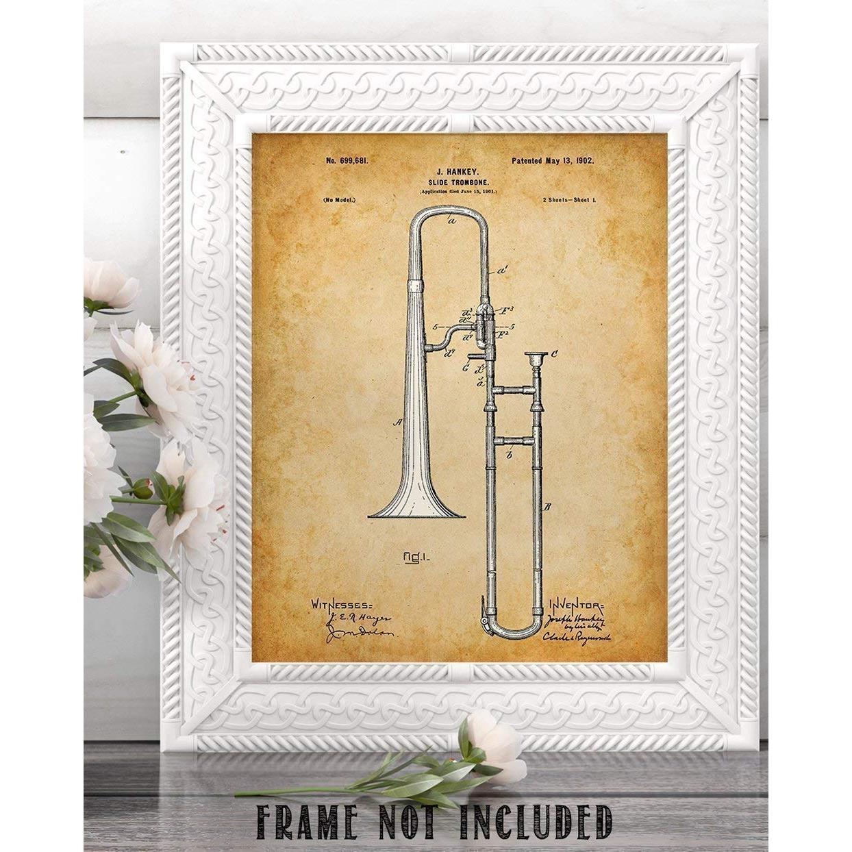 Impresión Trombón - Sin Enmarcar 27,9x35,6 cm - Decoración Musical