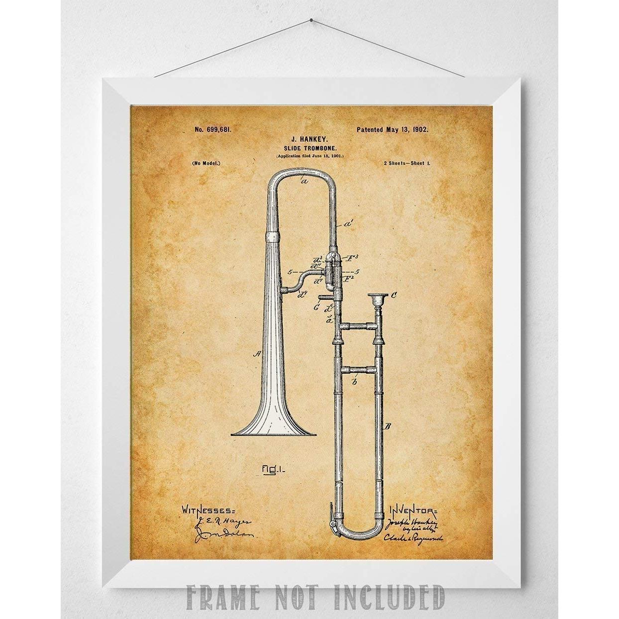 Impresión Trombón - Sin Enmarcar 27,9x35,6 cm - Decoración Musical