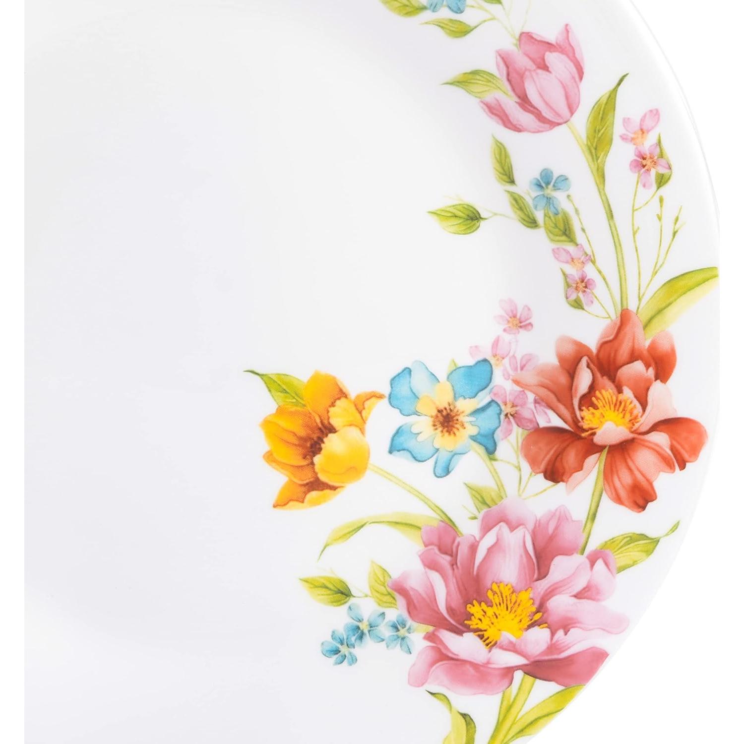 Juego de Vajilla Gibson Home 18 Piezas Floral Roja