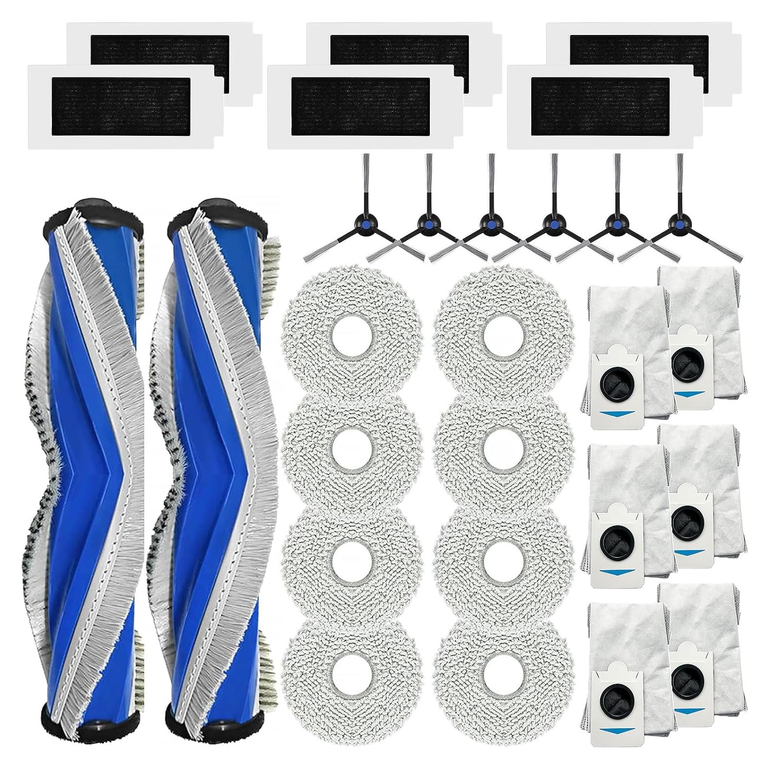 Kit de Reemplazo para Aspirador Robot ECOVACS DEEBOT T30S Combo - 2 Cepillos, 6 Filtros HEPA, 8 Paños de Mopa