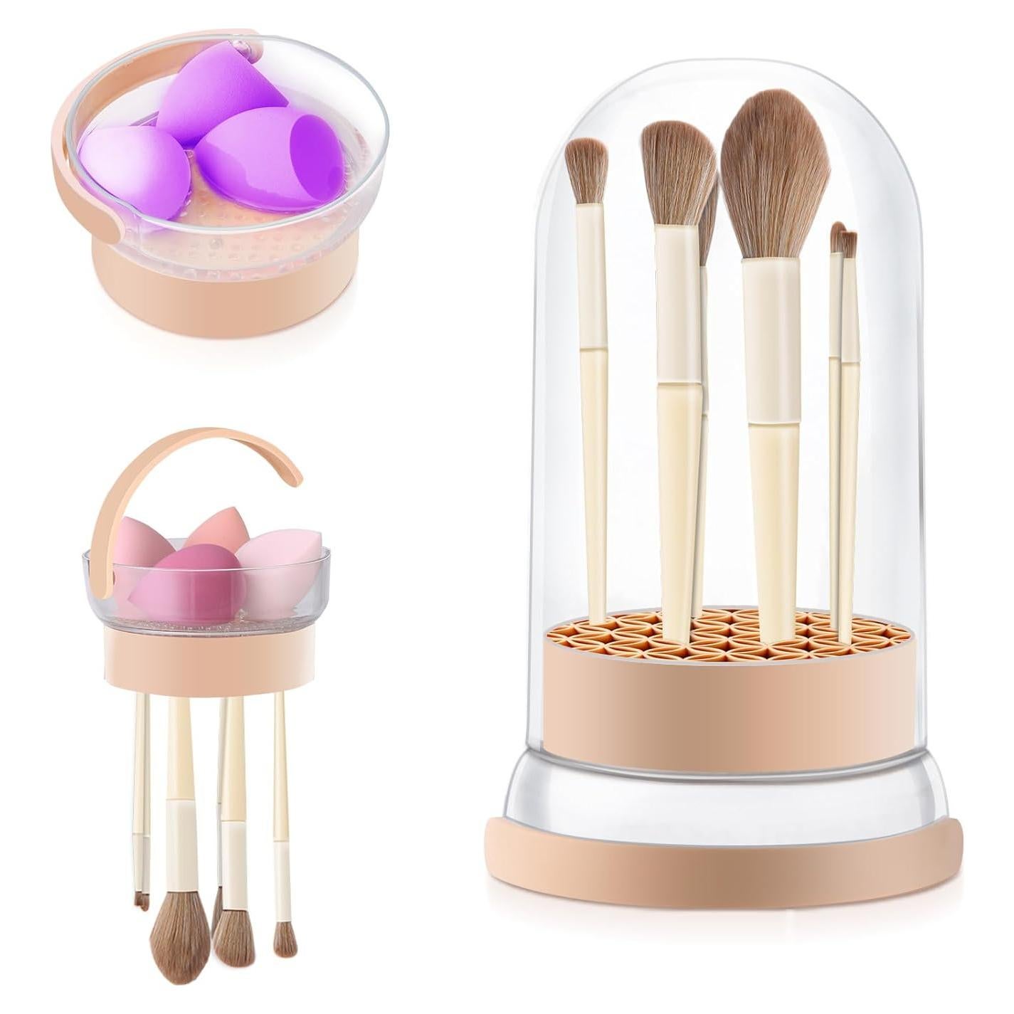 Tazón Limpiador de Brochas KAYUSO 3 en 1 con Tapa Caqui