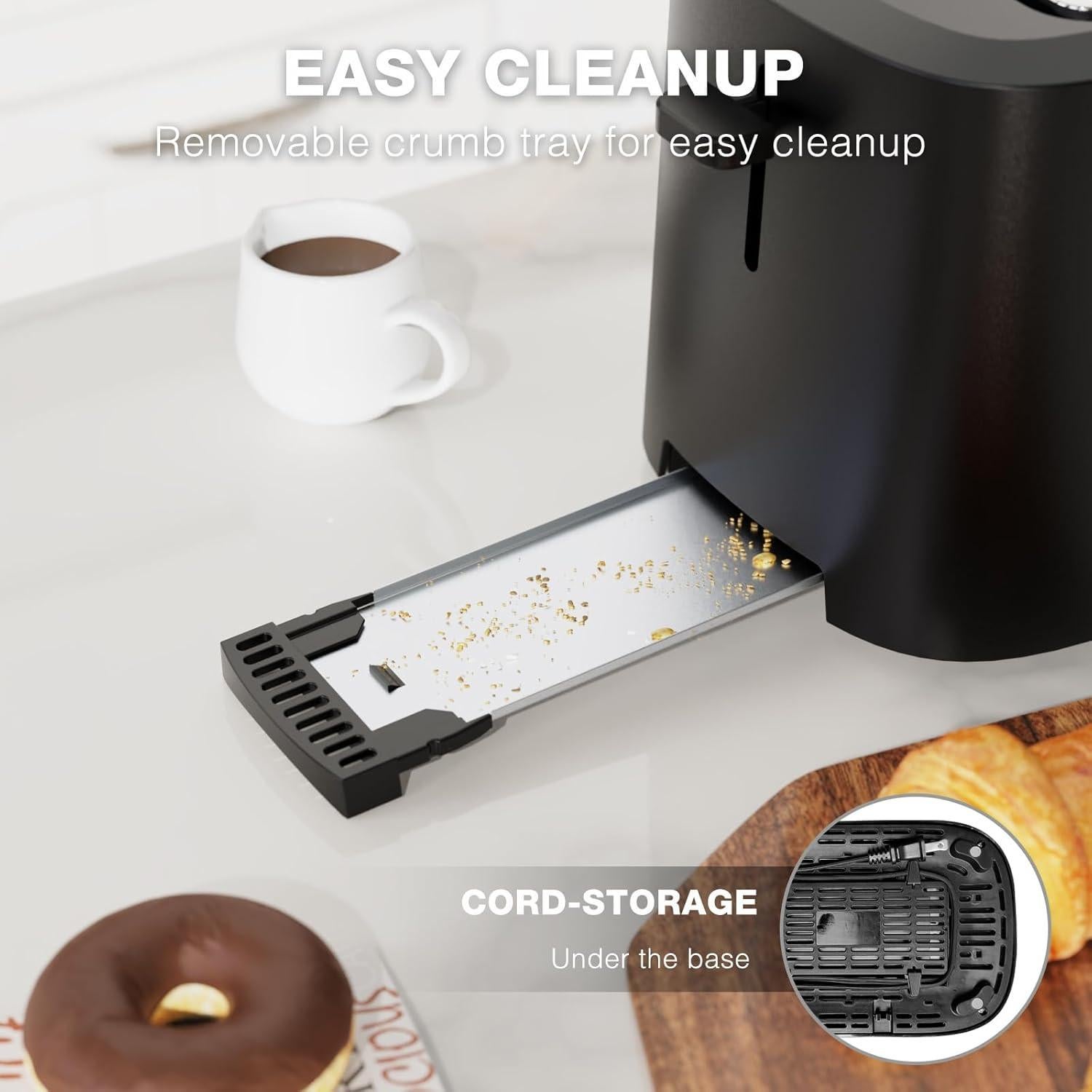 Tostadora Compacta Anfilank 2 Rebanadas 900W Negro Mate