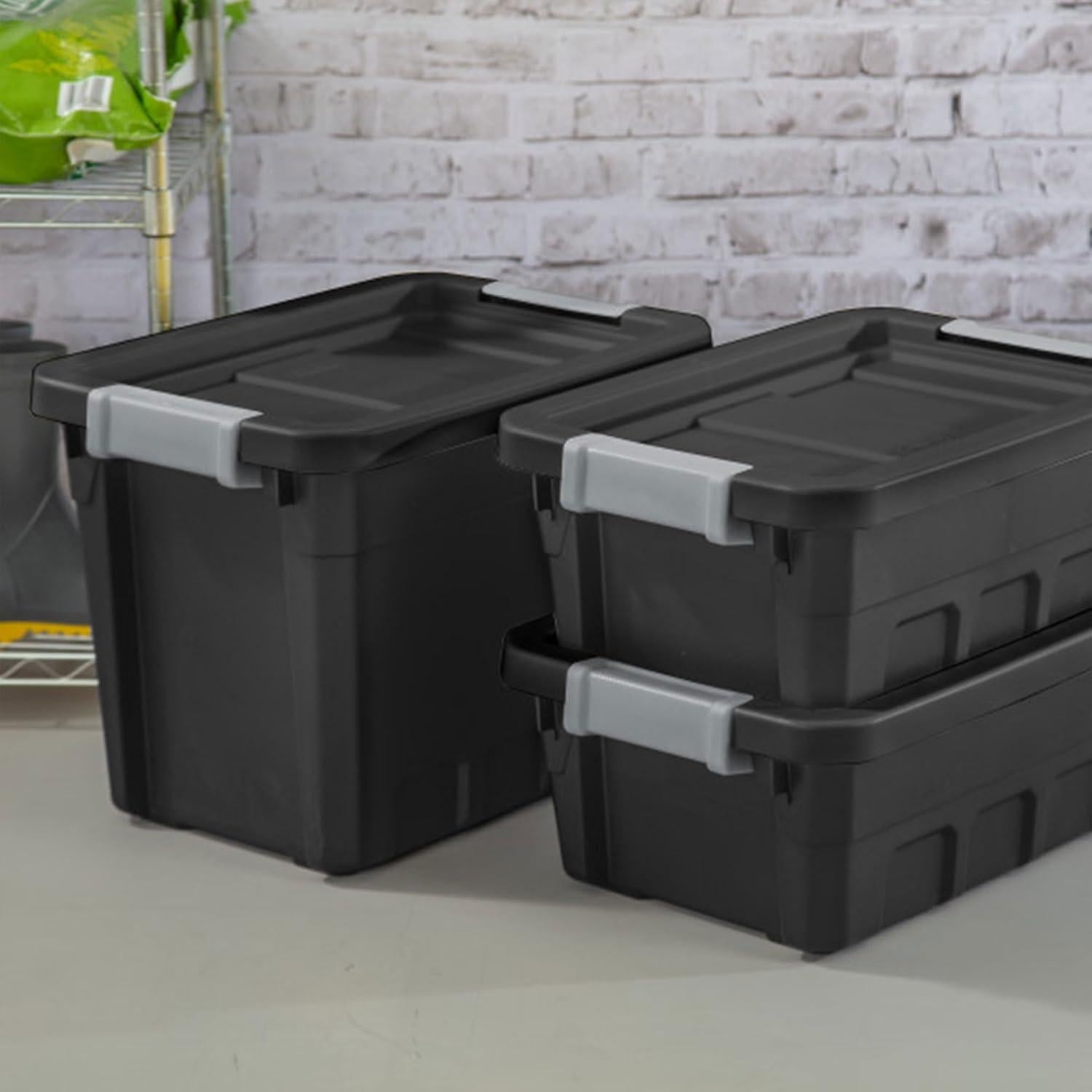 Contenedores de Plástico Sterilite 15.14L 6-Pack Apilables Negro