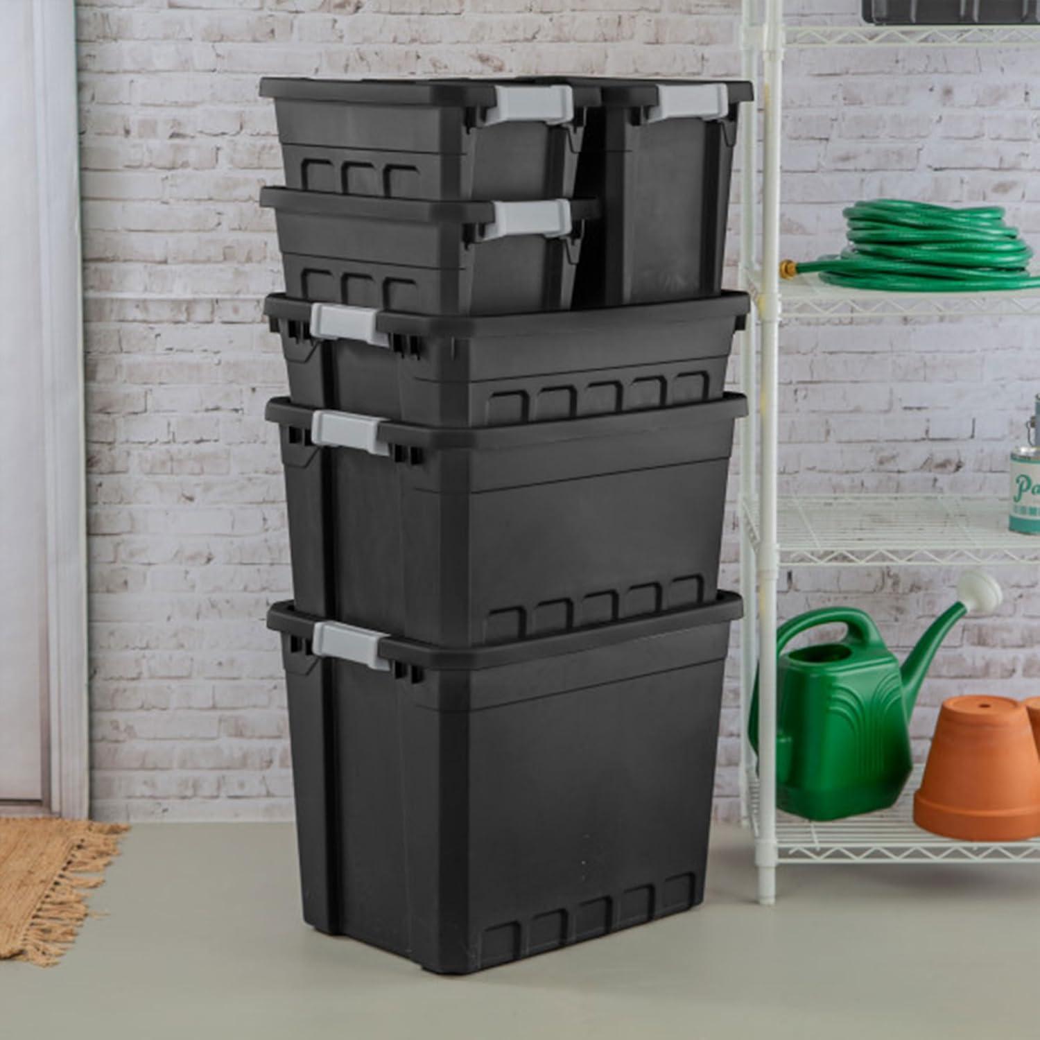 Contenedores de Plástico Sterilite 15.14L 6-Pack Apilables Negro