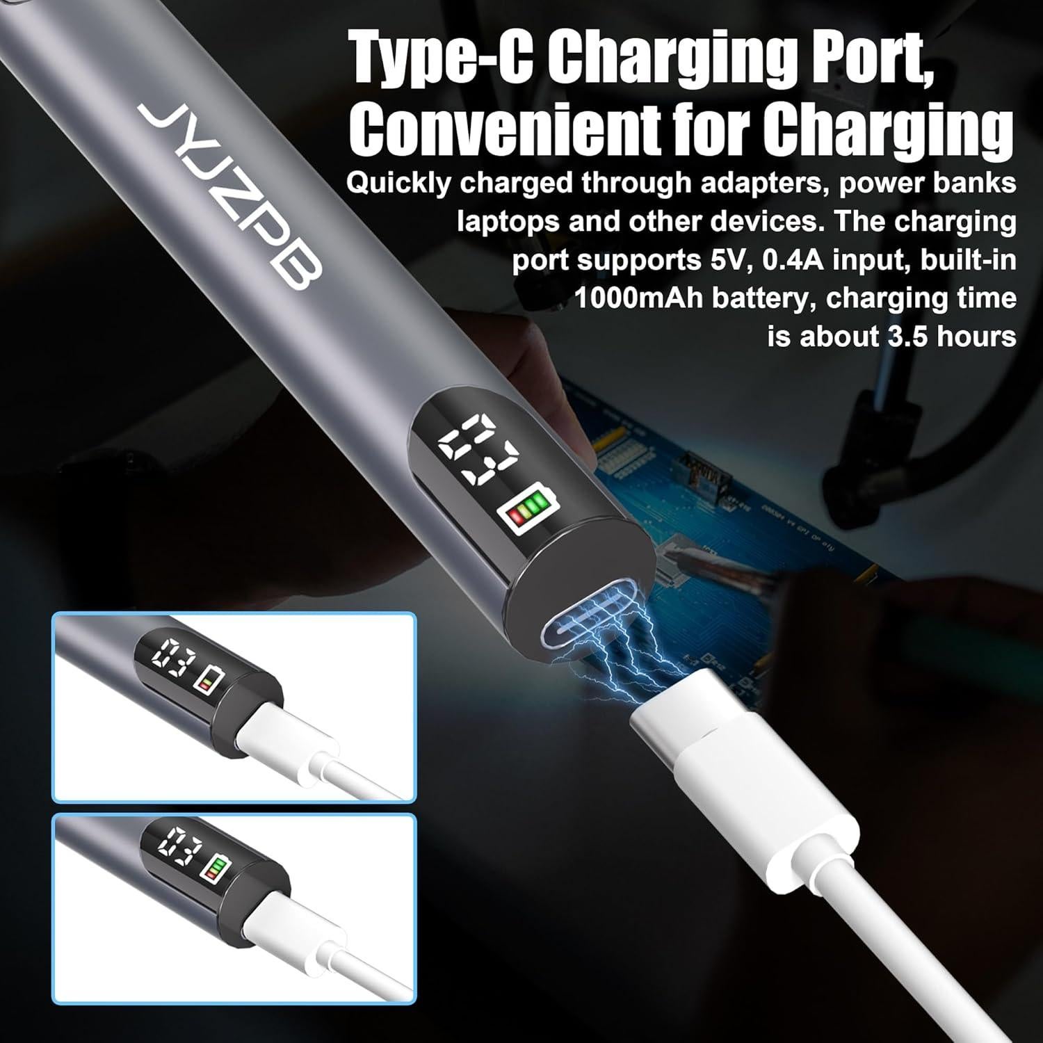 Soldador Portátil Recargable JYJZPB con Pantalla LED 108g