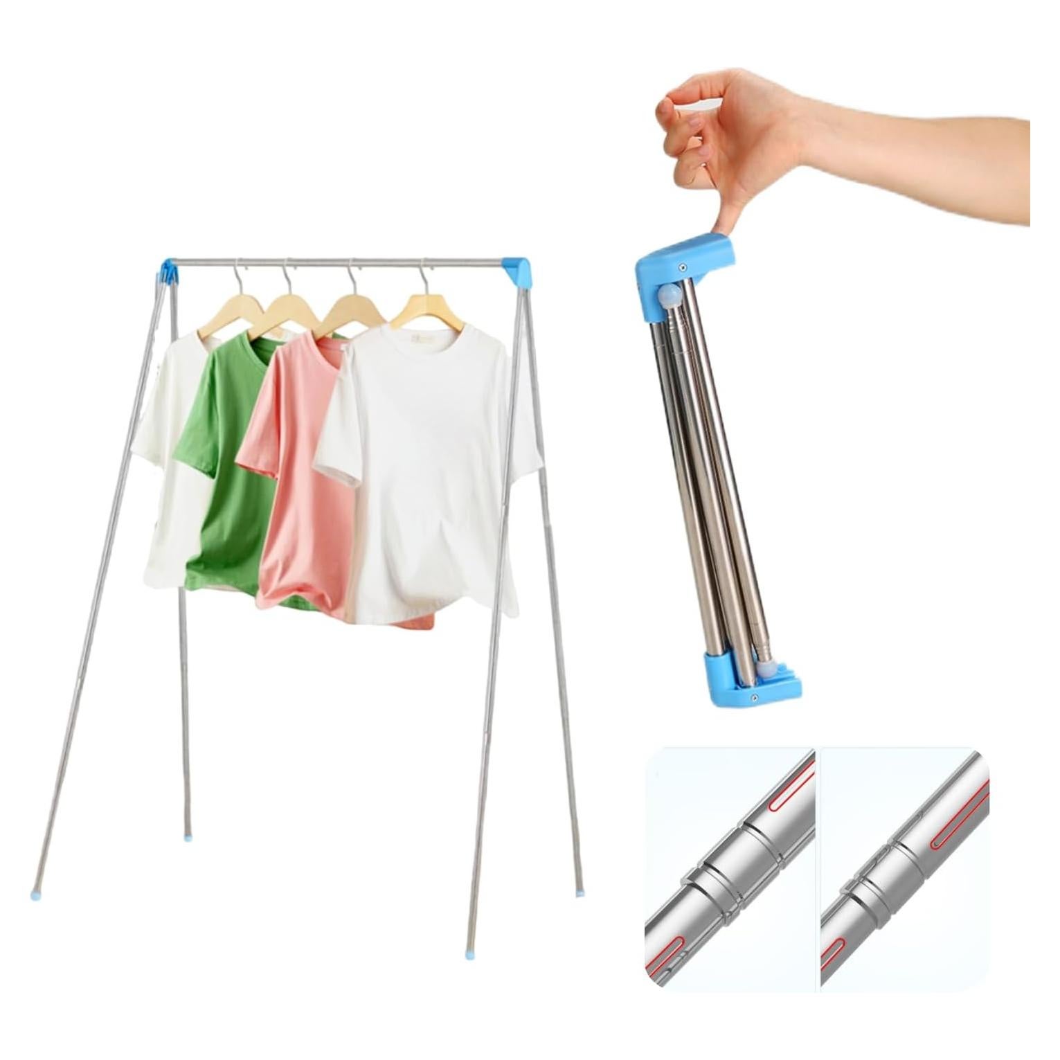 Soporte de Ropa Plegable Lmaray 135 cm Acero Inoxidable Azul