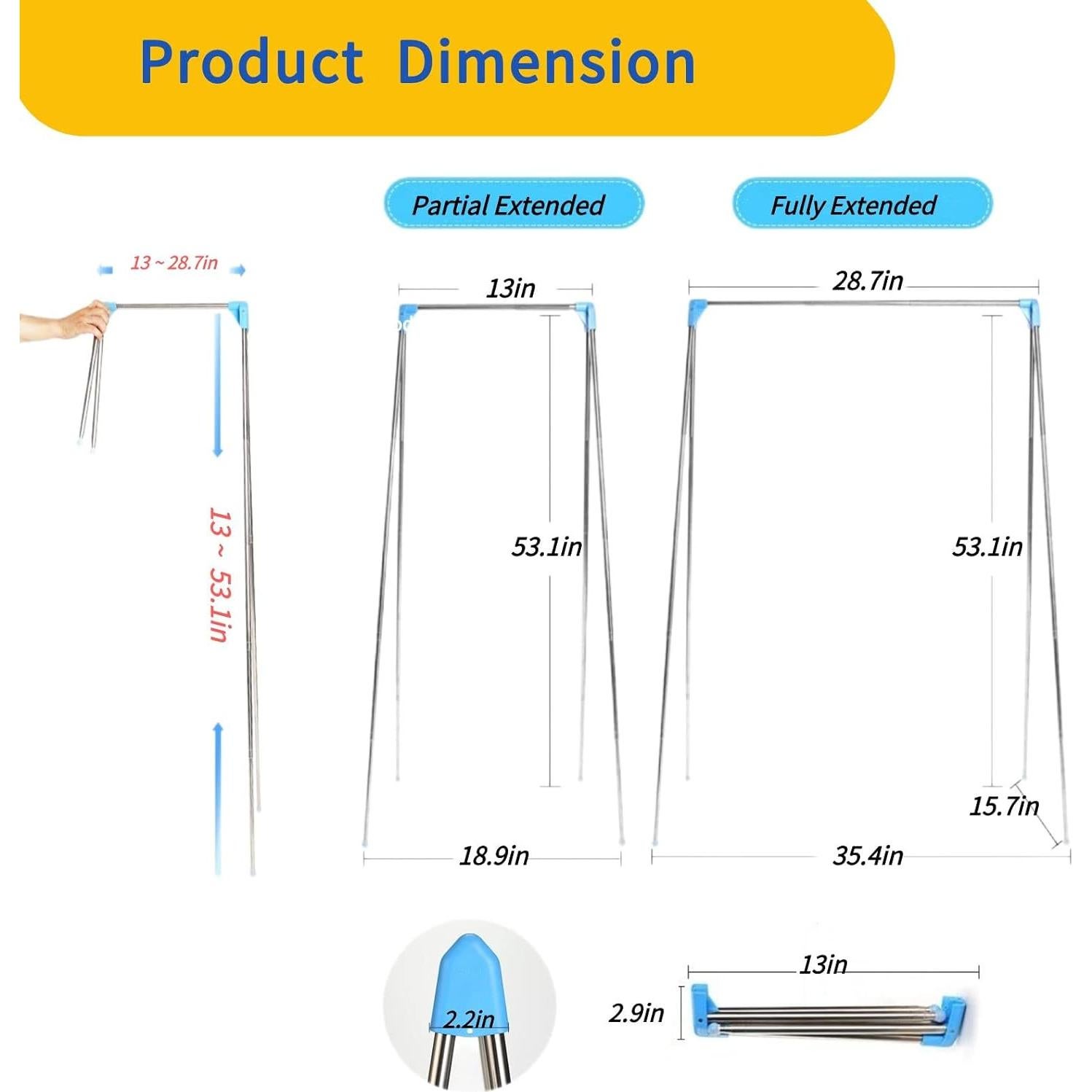 Soporte de Ropa Plegable Lmaray 135 cm Acero Inoxidable Azul