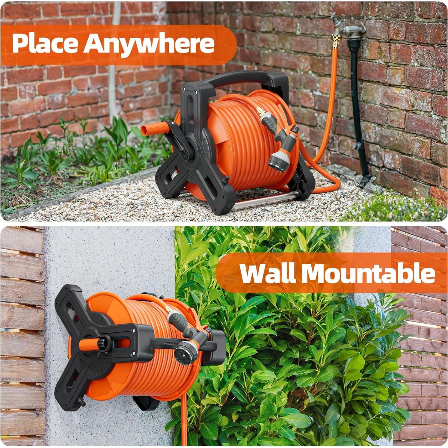 Carrete de Manguera de Jardín Portátil SPECILITE 22.86m Naranja