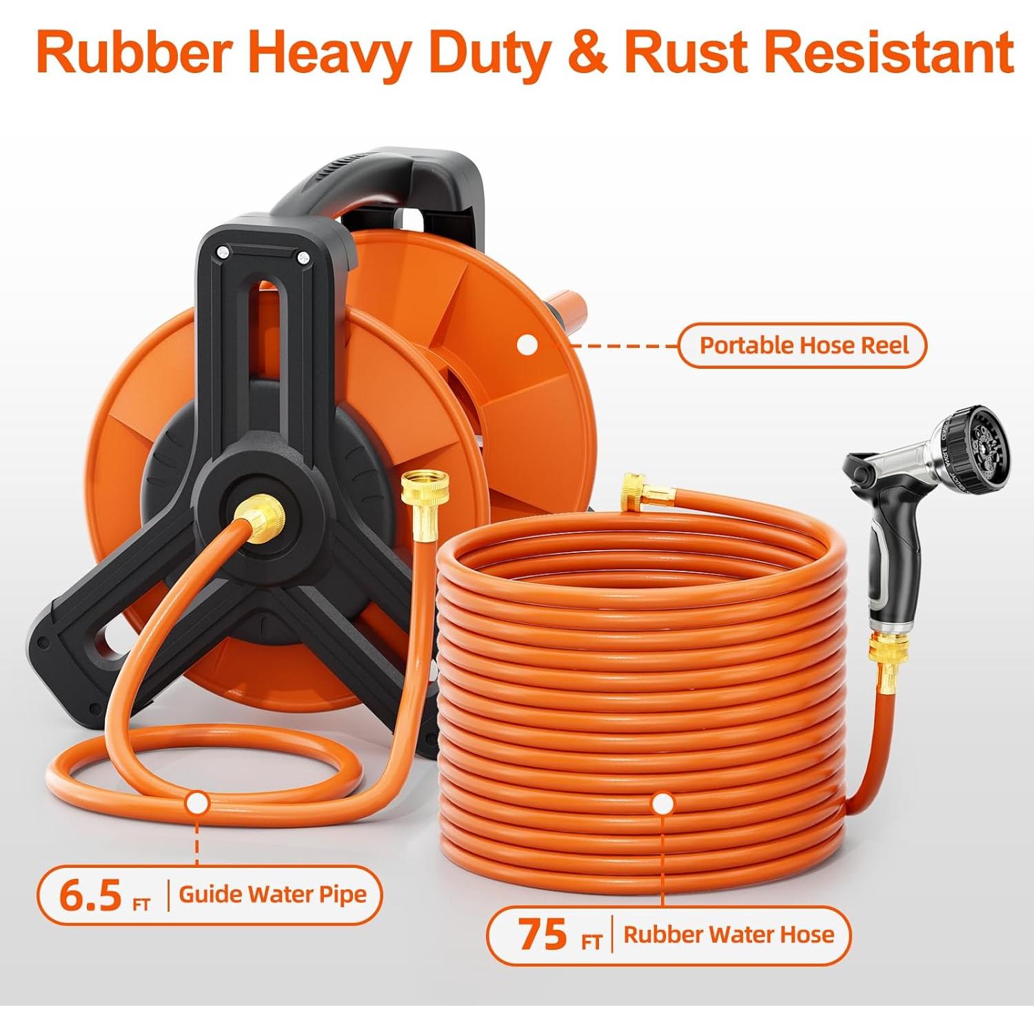 Carrete de Manguera de Jardín Portátil SPECILITE 22.86m Naranja