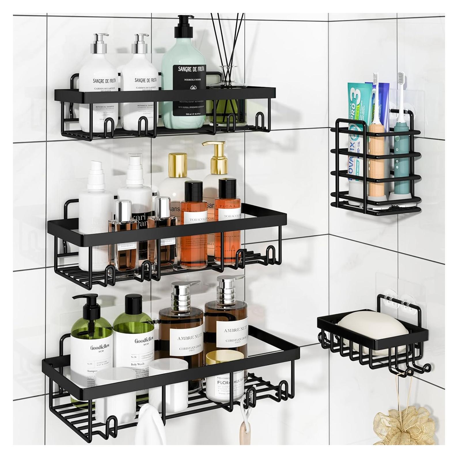 Organizador de Ducha Liuoud 5 Pcs Acero Inoxidable Negro