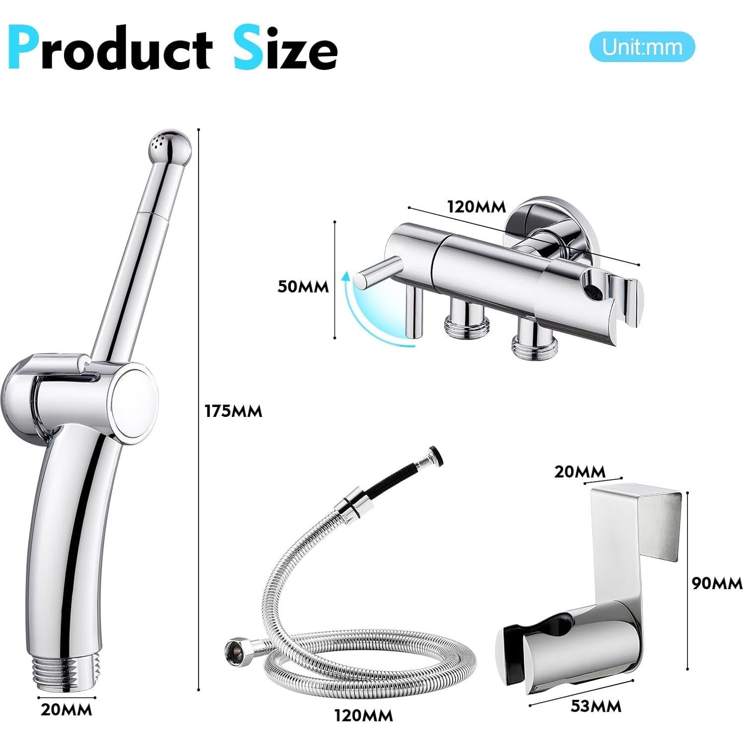 Pulverizador de Bidet de Mano CREA US-111006CP Cromo 120cm