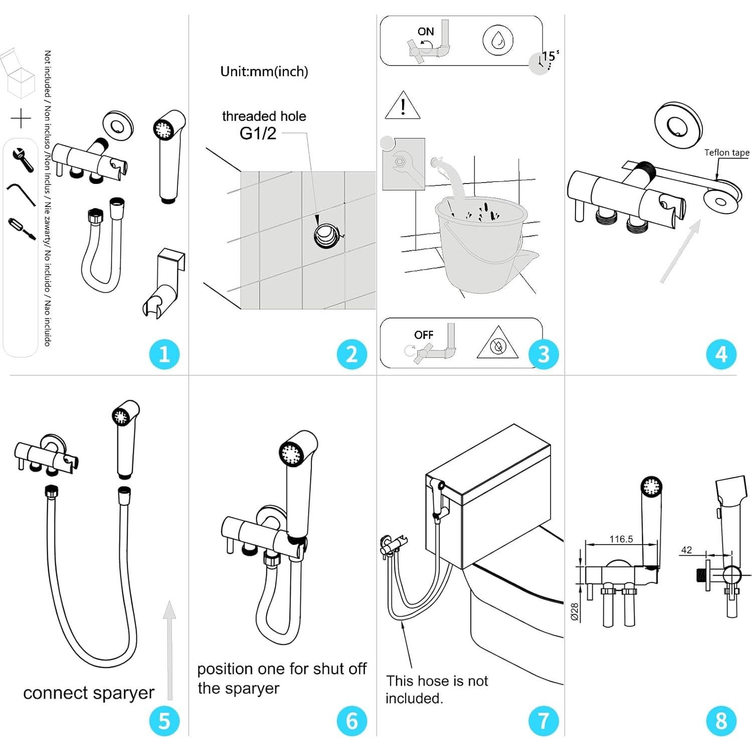 Pulverizador de Bidet de Mano CREA US-111006CP Cromo 120cm