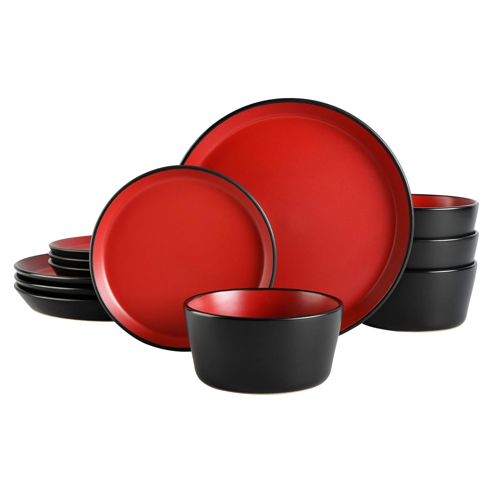Juego de vajilla cerámica Gibson Soho Lounge 12 piezas rojo