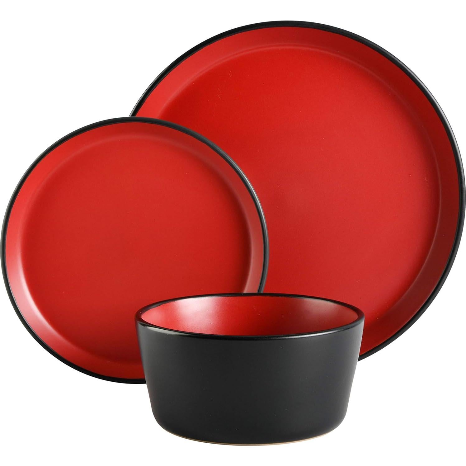 Juego de vajilla cerámica Gibson Soho Lounge 12 piezas rojo