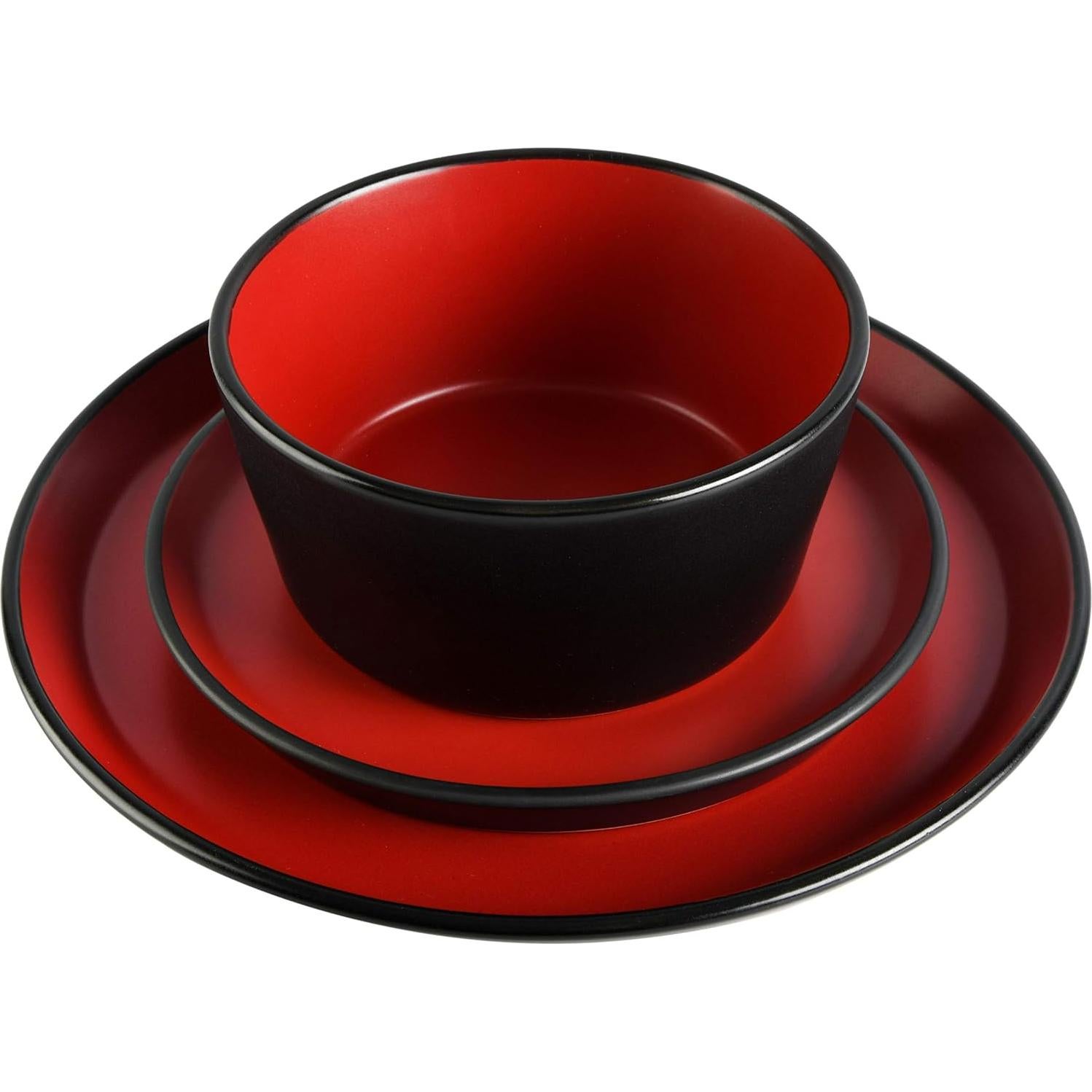 Juego de vajilla cerámica Gibson Soho Lounge 12 piezas rojo