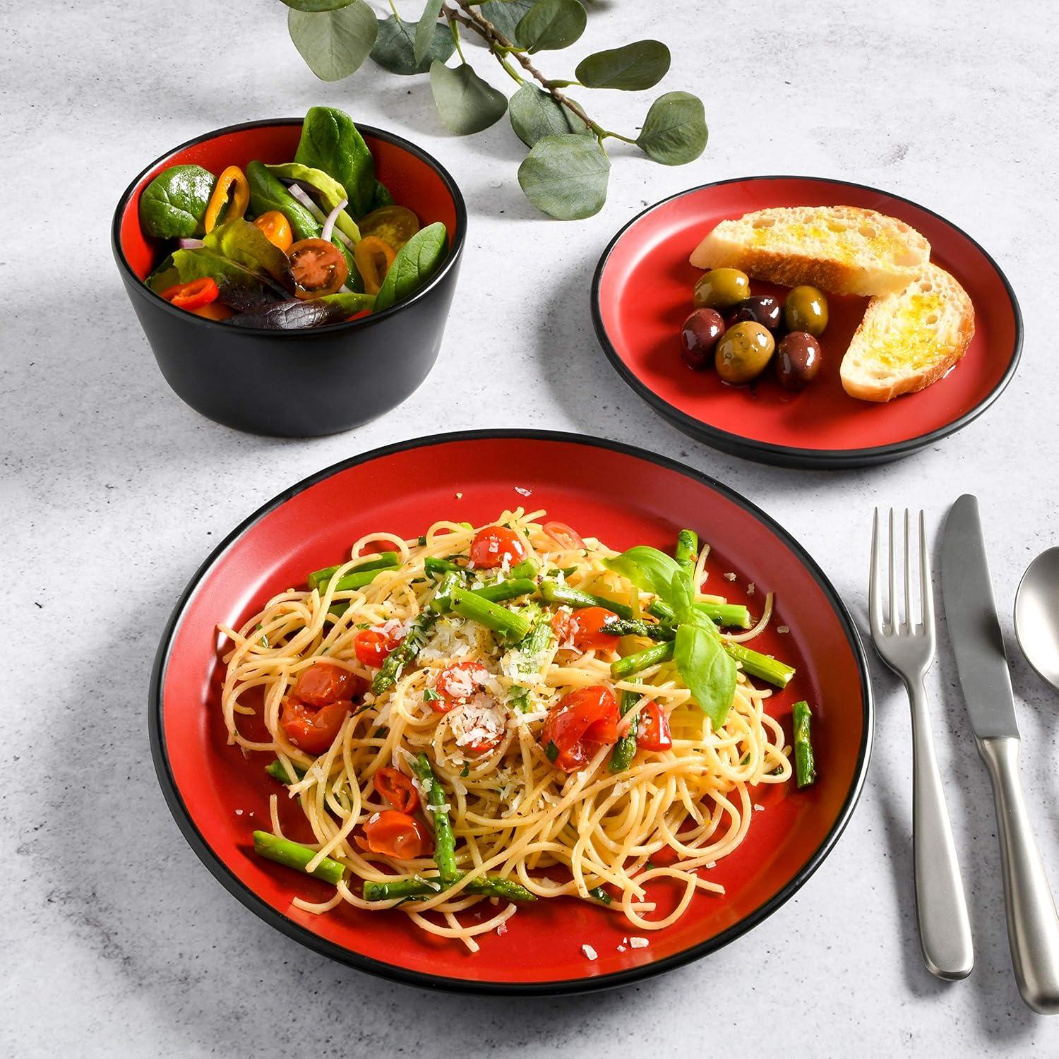 Juego de vajilla cerámica Gibson Soho Lounge 12 piezas rojo