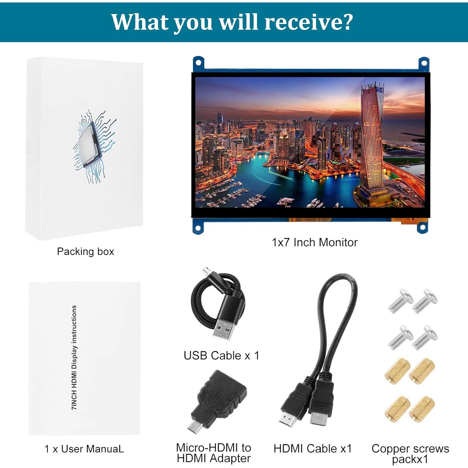 Monitor 7" Raspberry Pi Head Sun HDMI Táctil 1024x600