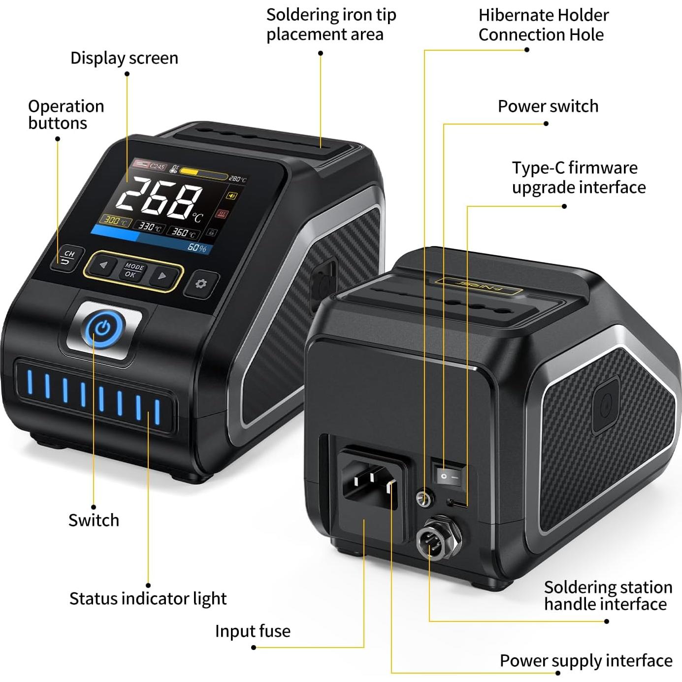 Estación de Soldadura FNIRSI DWS-200 200W Pantalla Color