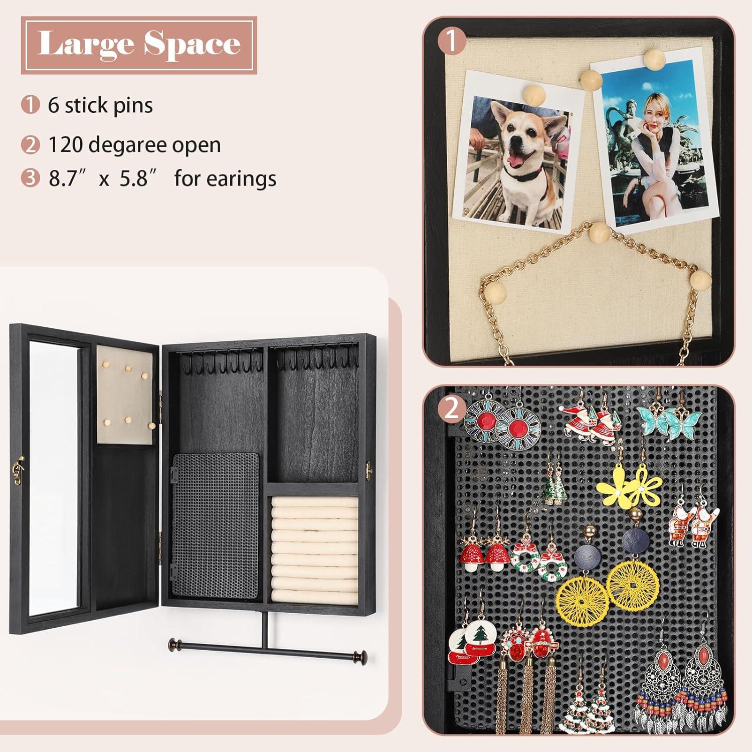 Organizador de Joyería Montado en Pared Keebofly Negro Rústico