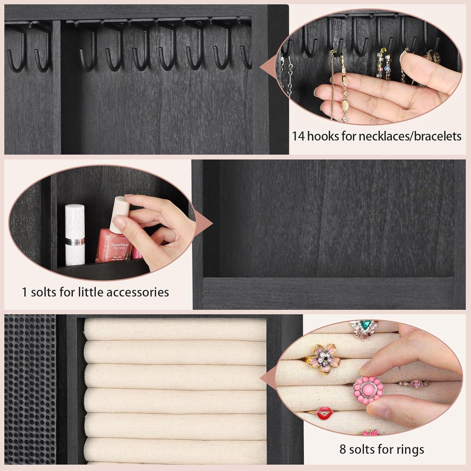 Organizador de Joyería Montado en Pared Keebofly Negro Rústico