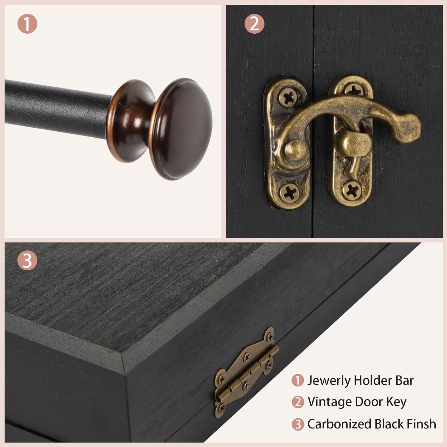 Organizador de Joyería Montado en Pared Keebofly Negro Rústico