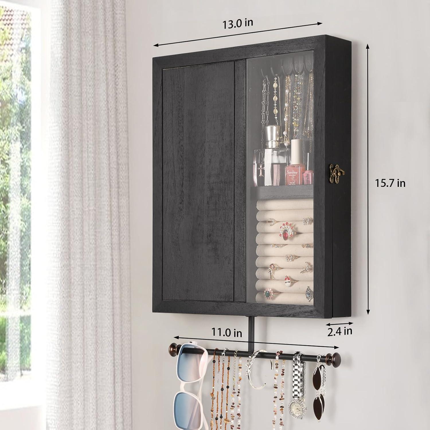 Organizador de Joyería Montado en Pared Keebofly Negro Rústico