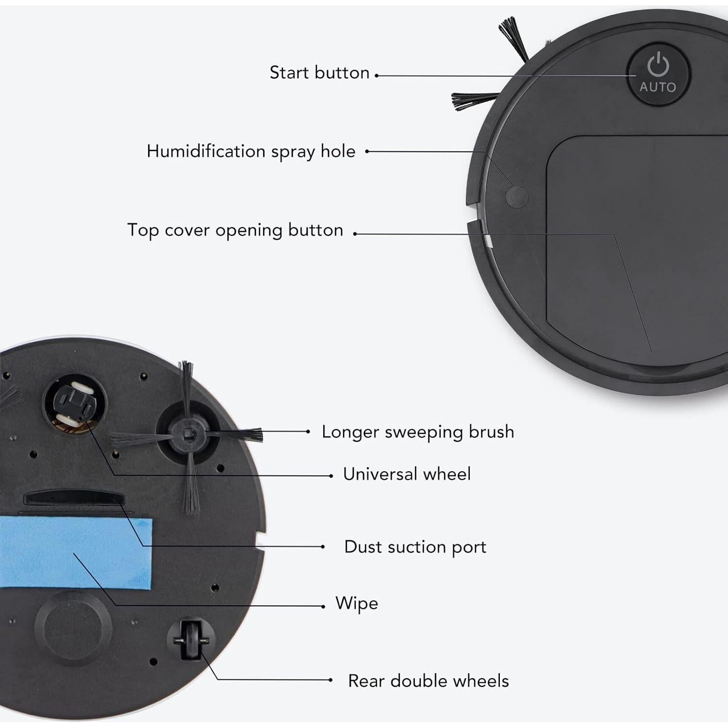 Robot Aspirador Inteligente NDNCZDHC 3 en 1 Negro 1800Pa