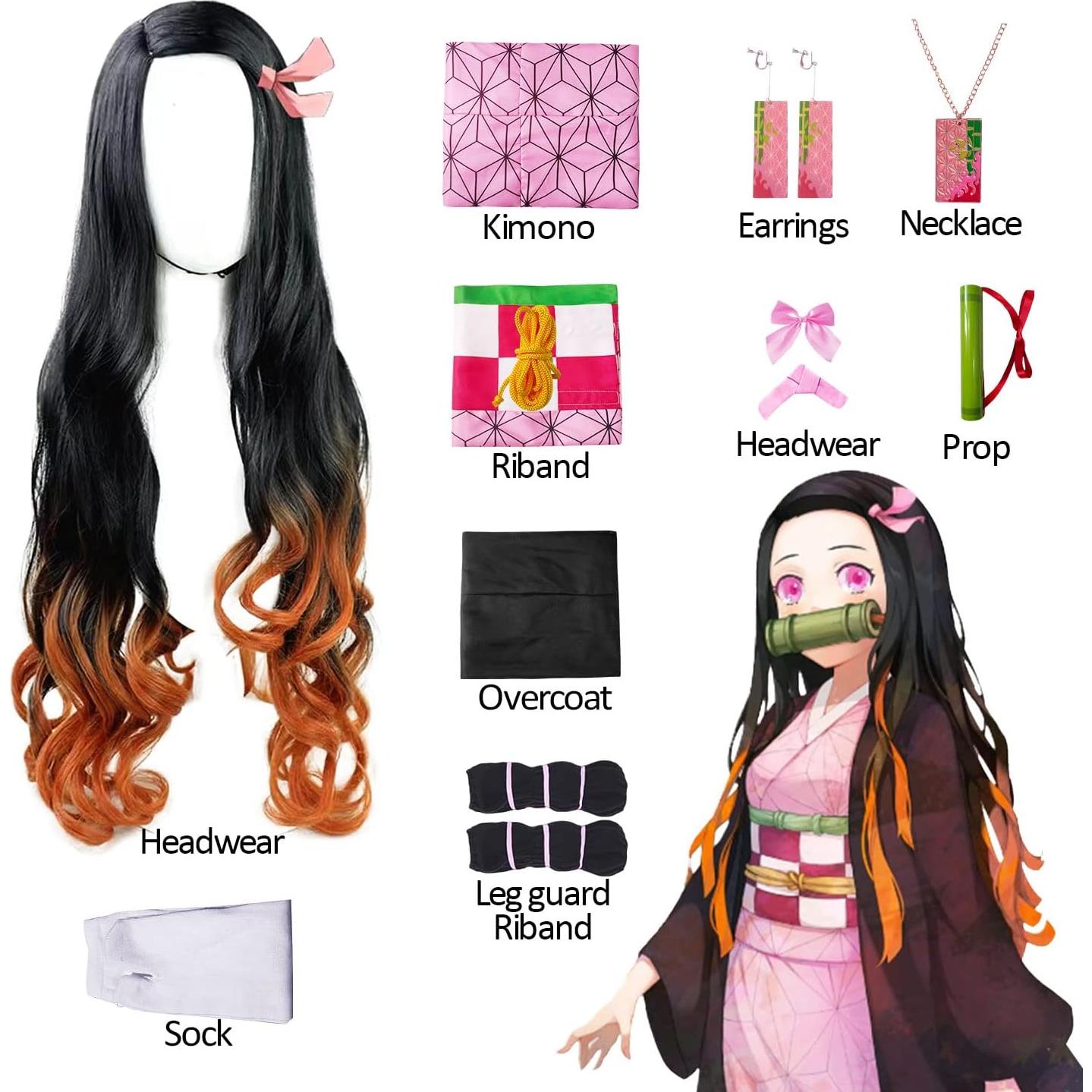 Disfraz de Cosplay Nezuko 11 Piezas para Niños y Adultos