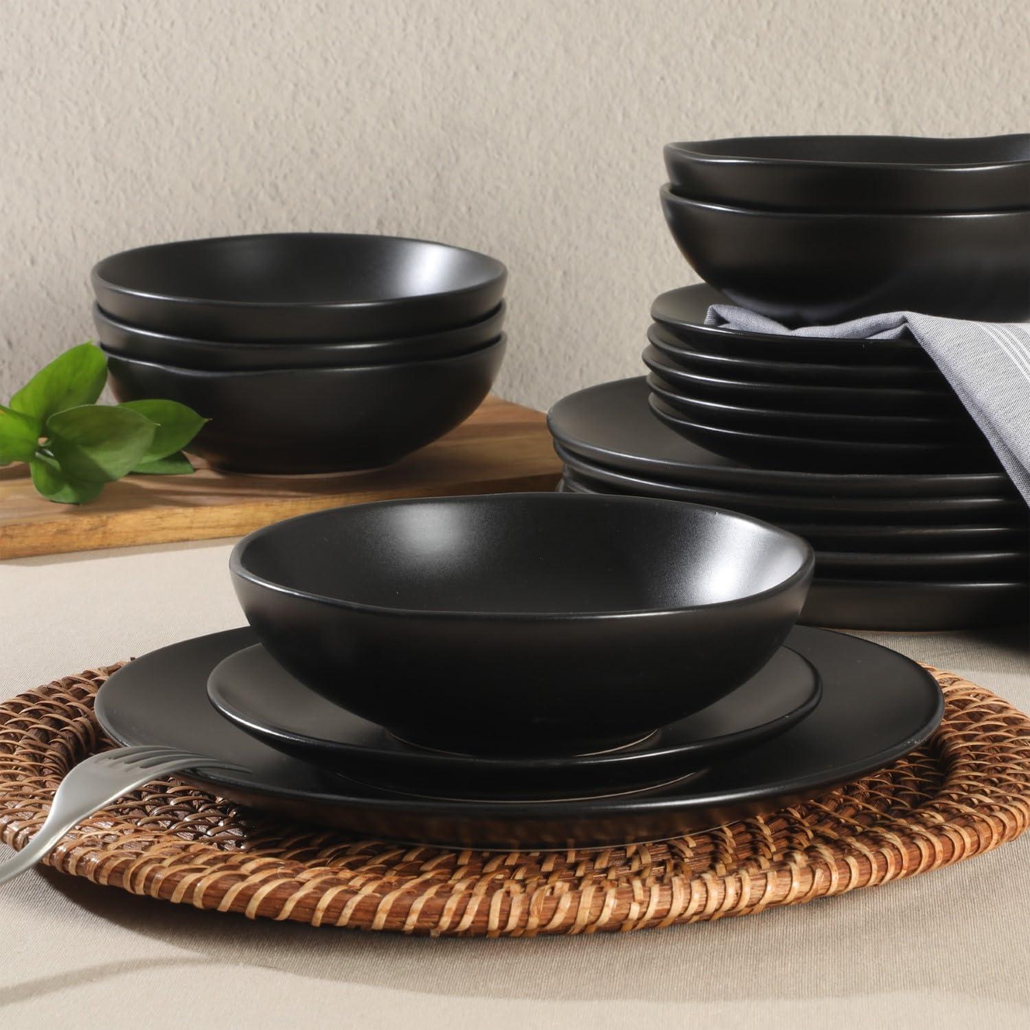 Juego de Platos y Cuencos Gibson Home 18 Piezas Negro Mate