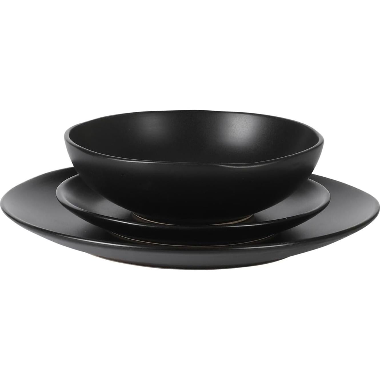 Juego de Platos y Cuencos Gibson Home 18 Piezas Negro Mate