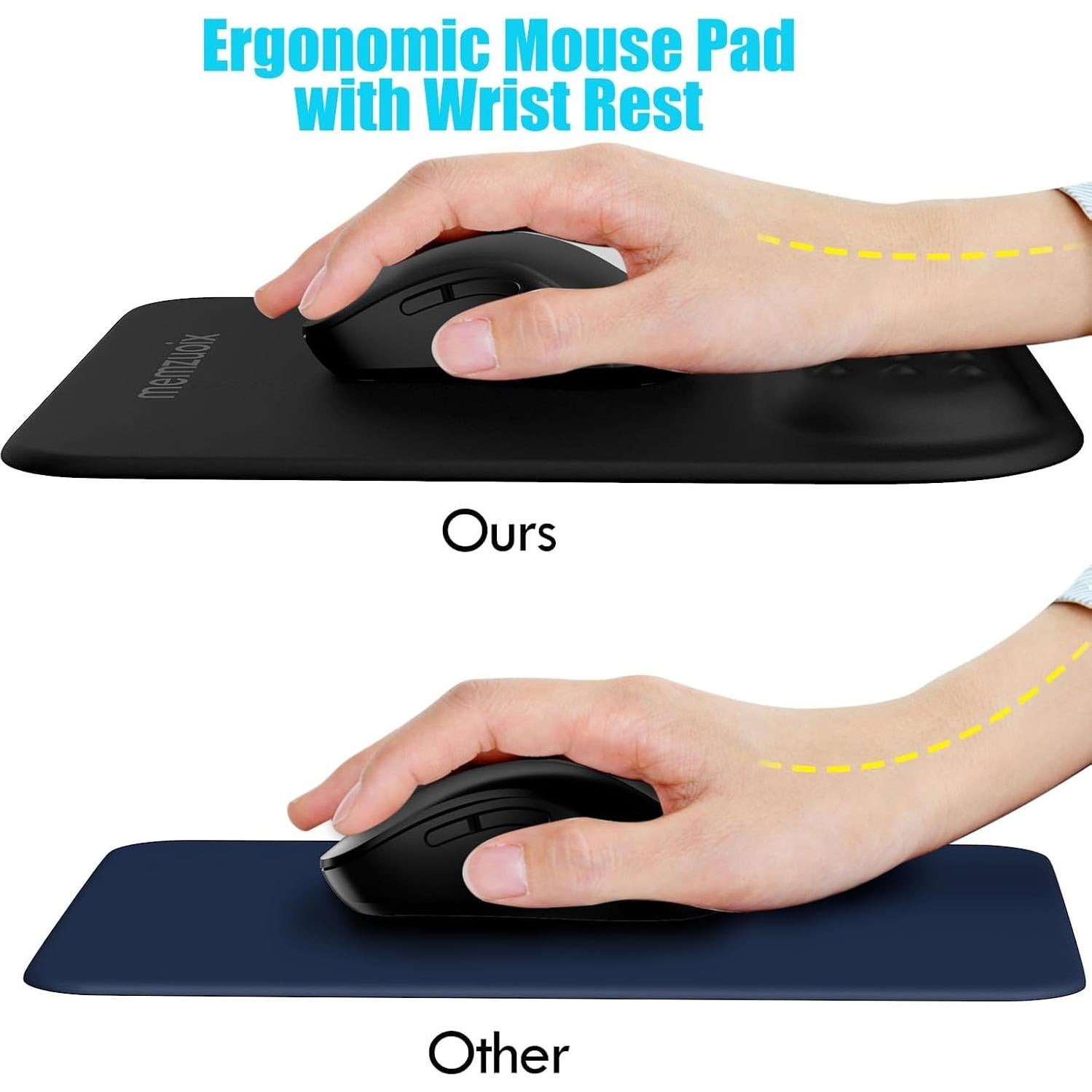 Almohadilla de Ratón Ergonómica Memzuoix Negra con Soporte