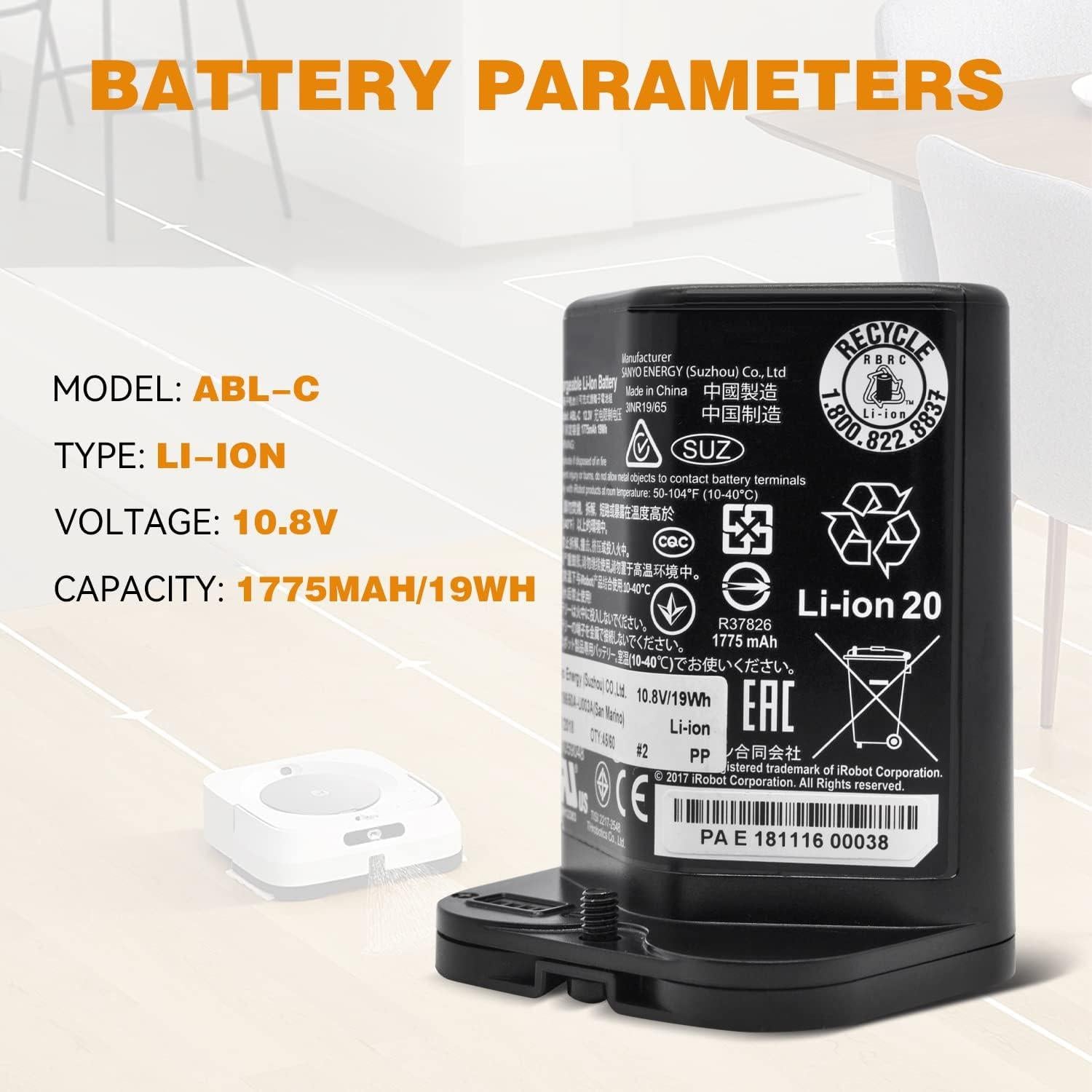 Batería de Litio ión ABL-C para iRobot Braava Jet M6 10.8V