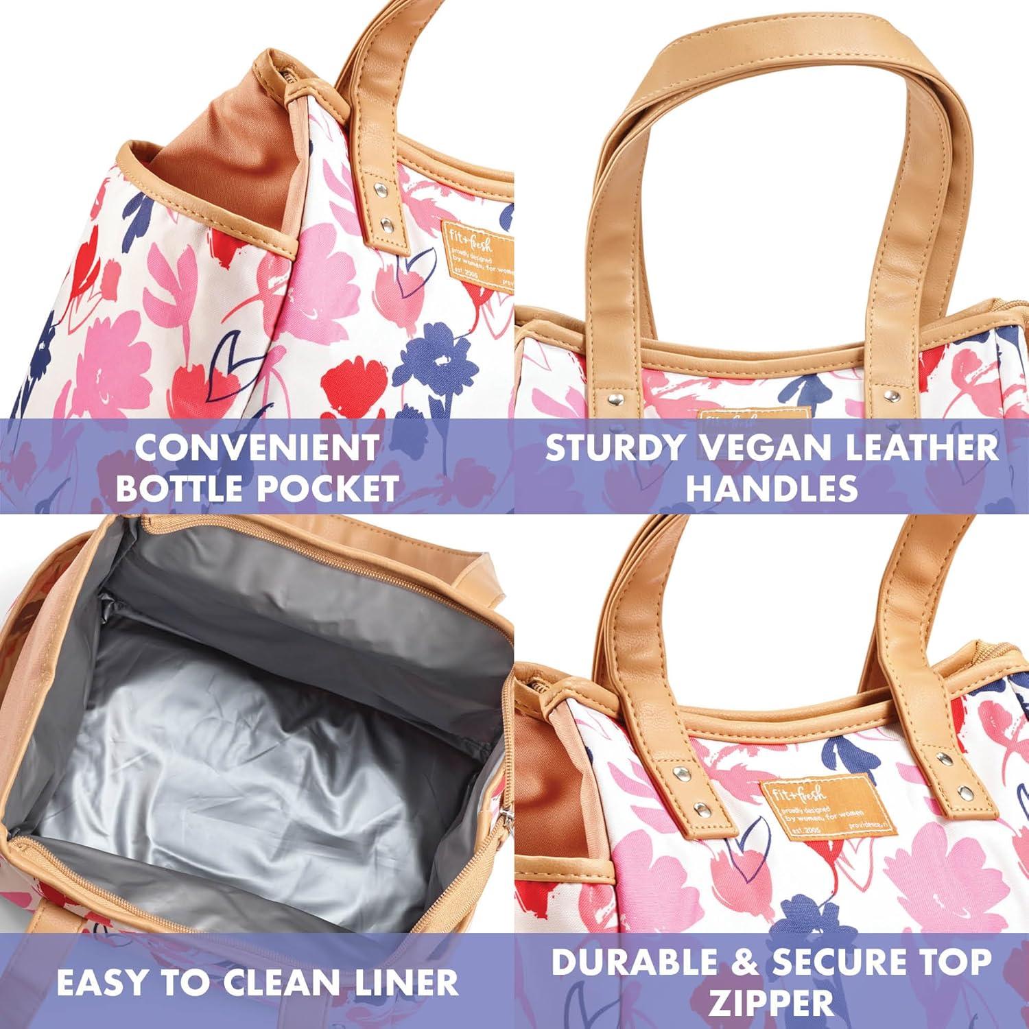 Bolsa de Almuerzo Aislada Fit & Fresh Floral Rosa con Contenedores