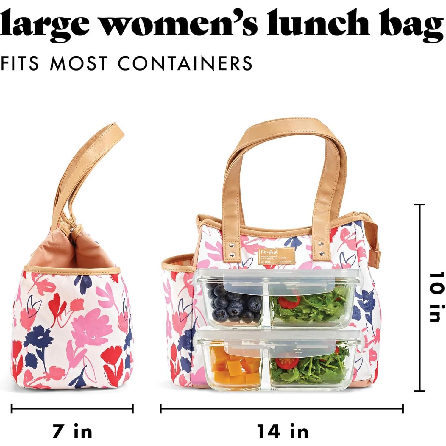 Bolsa de Almuerzo Aislada Fit & Fresh Floral Rosa con Contenedores
