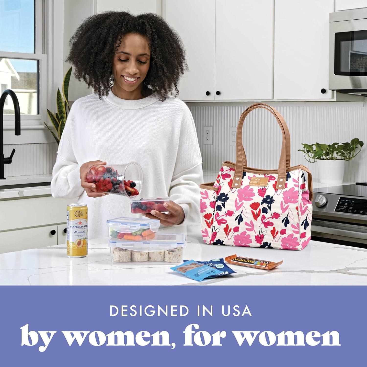 Bolsa de Almuerzo Aislada Fit & Fresh Floral Rosa con Contenedores
