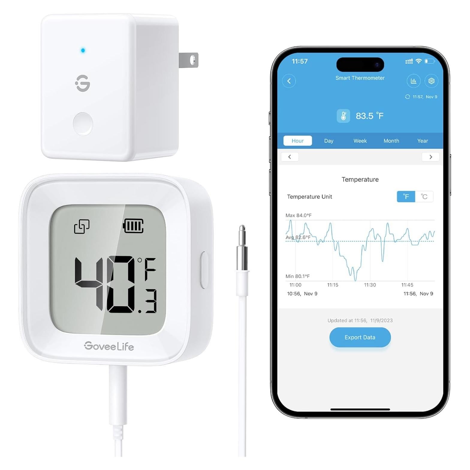 Termómetro WiFi GoveeLife H5108 con Alarma y Pantalla LCD